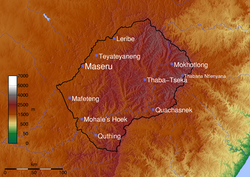 Mapa satelital de Lesoto