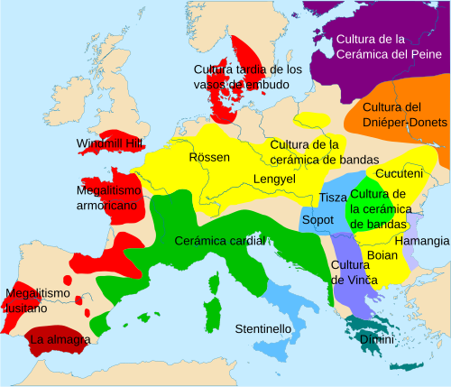 Ejemplo de vasija de la cultura de la cerámica del peine con decoración geométrica