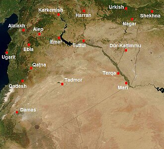 Mapa de Siria en el segundo milenio antes de Cristo