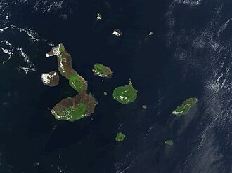 Vista satelital del archipiélago de las islas Galápagos