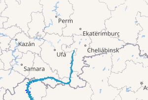 Mapa del recorrido del río Ural