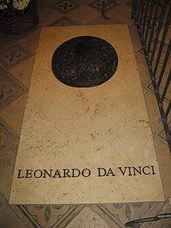 Tumba de Leonardo da Vinci en la capilla de Saint-Hubert, Amboise.