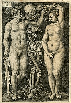 Grabado de Adán y Eva
