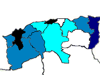 Distribución de la población no musulmana en Argelia según el censo de 1954