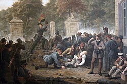 Rebeldes belgas en las barricadas de Bruselas