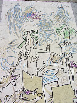 Mural Surrealismo en roca de Roberto Matta