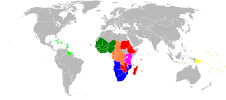 Mapa de distribución regional de los Estados de África, del Caribe y del Pacífico