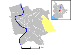 Plano histórico que muestra la ubicación de la Colina del Esquilino en Roma.