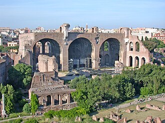 Ruinas actuales de la Basílica de Majencio en Roma.