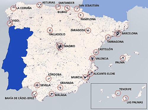 Áreas urbanizadas en el entorno de las 24 áreas metropolitanas más pobladas de España
