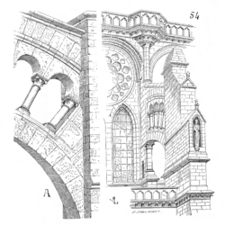 Grabado de un arbotante de Chartres según Viollet-le-Duc