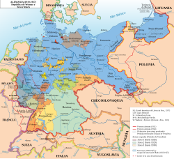 Mapa del Reich alemán tras la Primera Guerra Mundial