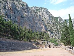 Vista panorámica del estadio de Delfos