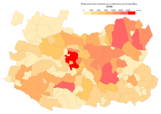 Mapa de población por municipio en 2018