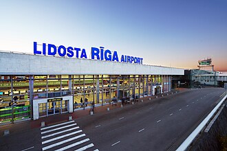 Vista aérea de las instalaciones del Aeropuerto Internacional de Riga