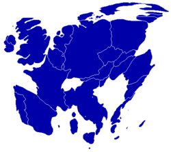 Mapa de distribución de población en la Unión Europea