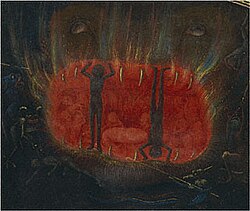 Detalle de la boca del infierno en un manuscrito