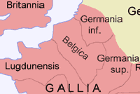 La provincia romana de la Gallia Belgica alrededor del 120 AD