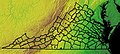 Mapa topográfico detallado de los condados de Virginia