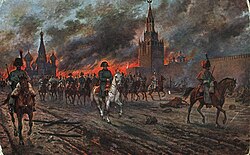 Pintura histórica que representa el incendio de Moscú en 1812