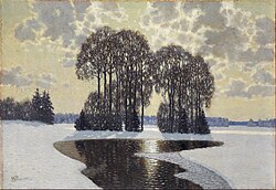 Pintura de paisaje invernal