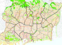 Comparativa entre los límites de los antiguos municipios de 1897 y los distritos actuales