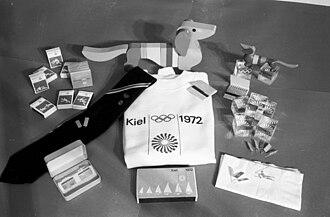 Imagen de merchandising de Waldi, la mascota olímpica de Múnich 1972.