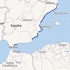 Esquema general de los tramos de la Autopista del Mediterráneo