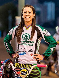 Mariana Pajón en una sesión de entrenamiento