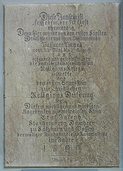 Placa conmemorativa de la Paz de Passau