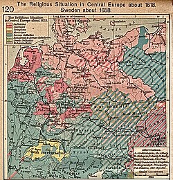 Mapa religioso de Europa central en 1618