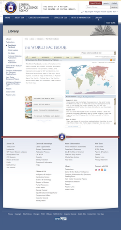 Captura de pantalla del sitio web de The World Factbook de diciembre de 2014