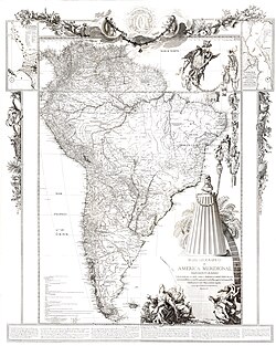 Mapa geográfico de América Meridional, dispuesto y grabado por Juan de la Cruz Cano y Olmedilla en 1775