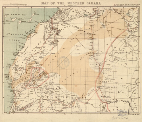 Mapa histórico del Sahara Occidental fechado en 1876