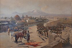 Grabado histórico de la fortaleza de Ereván