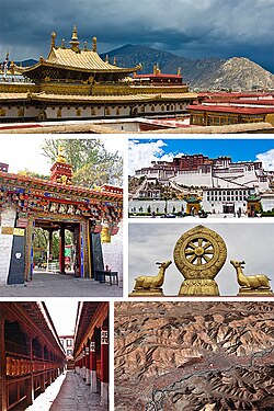 Paisaje montañoso y panorámica general de Lhasa