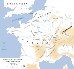 Mapa de la región de la Galia antes de la expansión romana