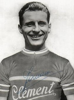 Retrato del ciclista italiano Pasquale Fornara