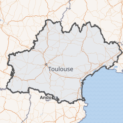 Ubicación de la Región de Occitania en el mapa de Francia