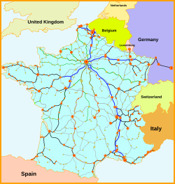 Mapa de líneas operadas por la SNCF