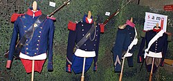 Ilustración de los uniformes militares utilizados durante la Guerra del Sonderbund.