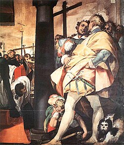 Detalle de uno de los lienzos de la vida de san Carlos Borromeo