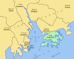 Mapa histórico del delta del río Perla