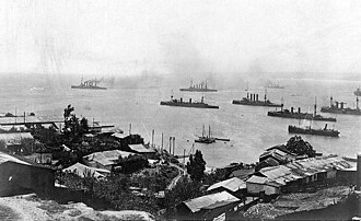 Armada alemana zarpando de Valparaíso