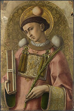 Representación iconográfica de Esteban con atributos diaconales