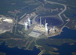 Vista aérea de la planta de energía de Robert Sherer