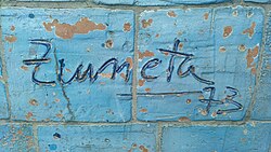 Detalle de una obra abstracta de Zumeta