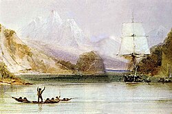 El HMS Beagle en Tierra del Fuego entre 1832 y 1836