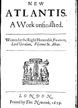Portada de la edición de 1659 de La Nueva Atlántida