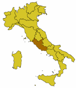 Mapa de la región del Lacio en Italia